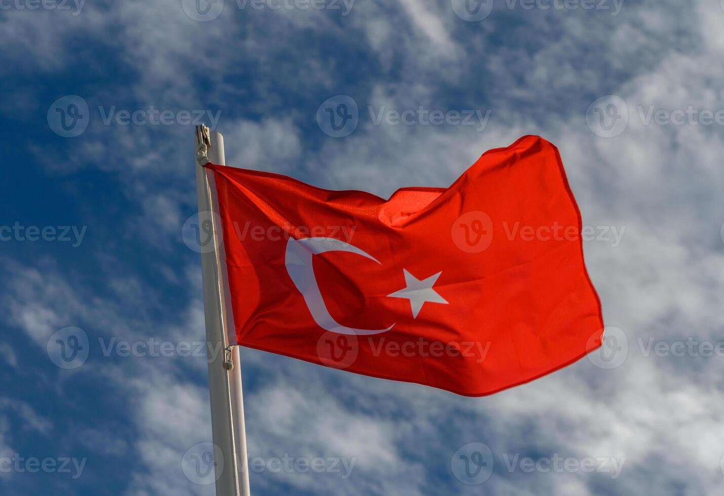 Turkey flag against the spring sky 6 photo