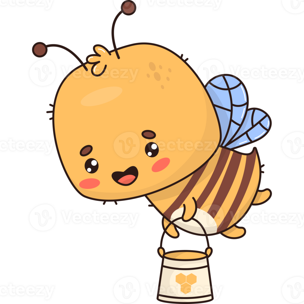 Bee with bucket of honey png