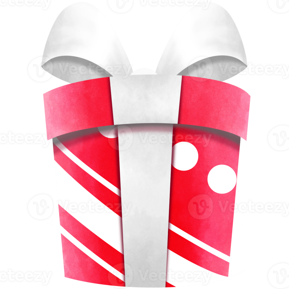 Red gift with dots and lines png