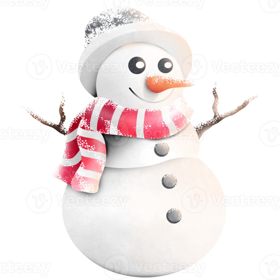 Smiling snowman in the snow png