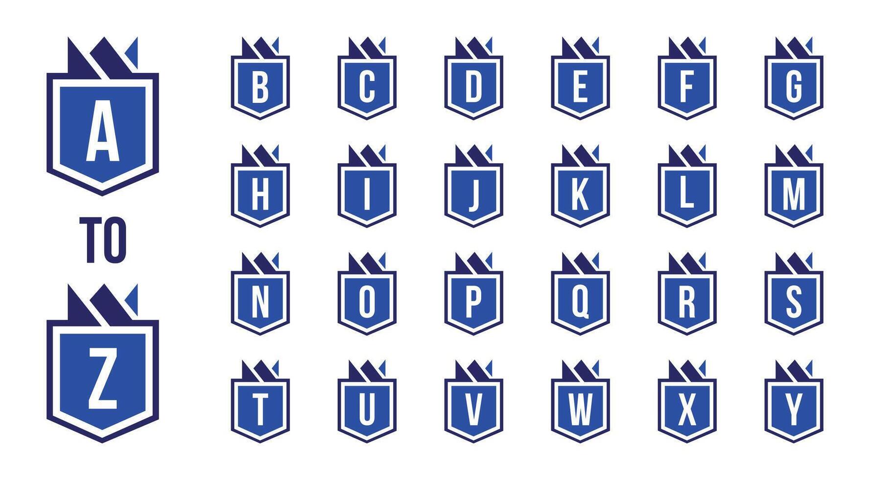 Royal Crown Letter Mark A to Z Royal Blue creative modern concept design logo vector