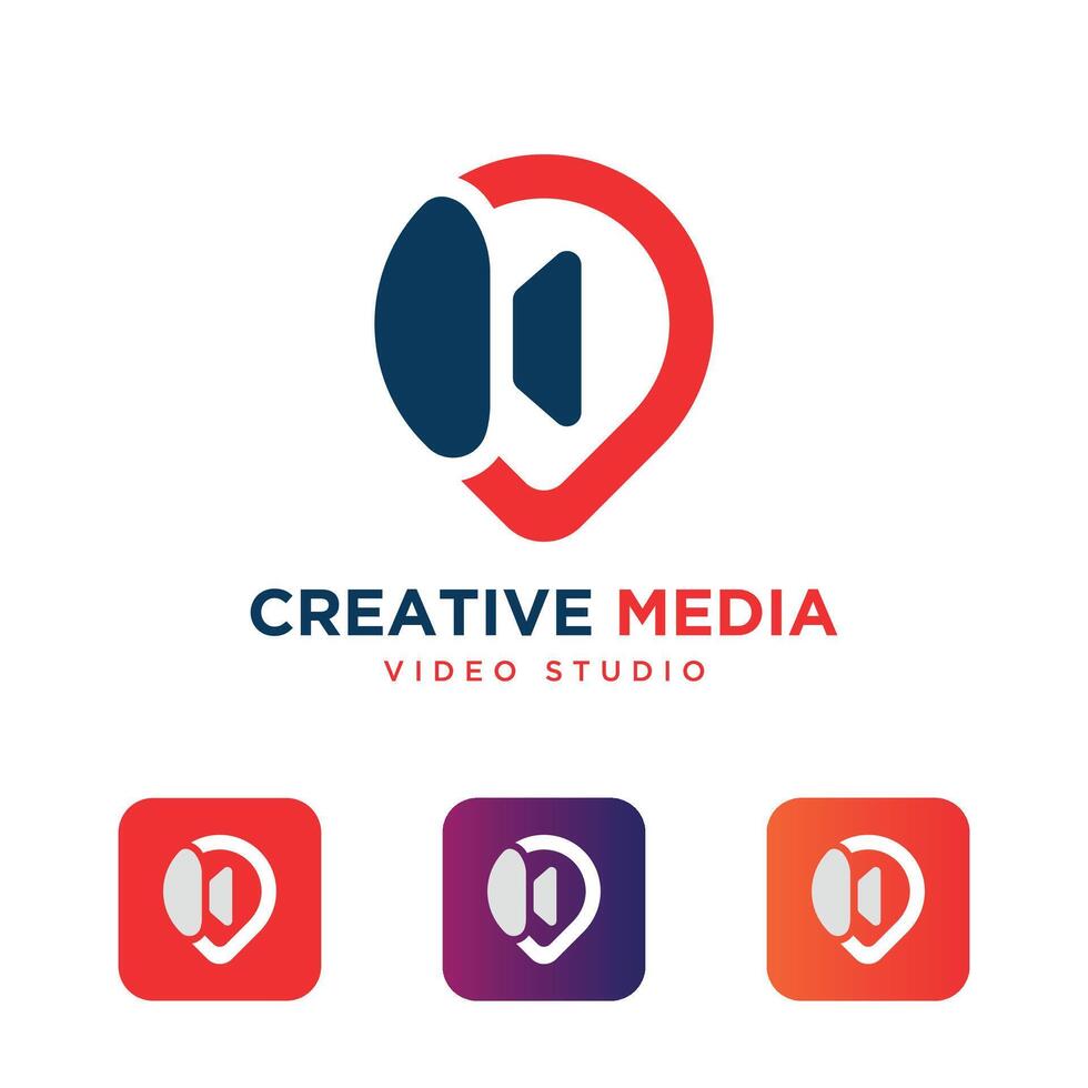 Creative Media Logo design modern minimal concept app icon vector