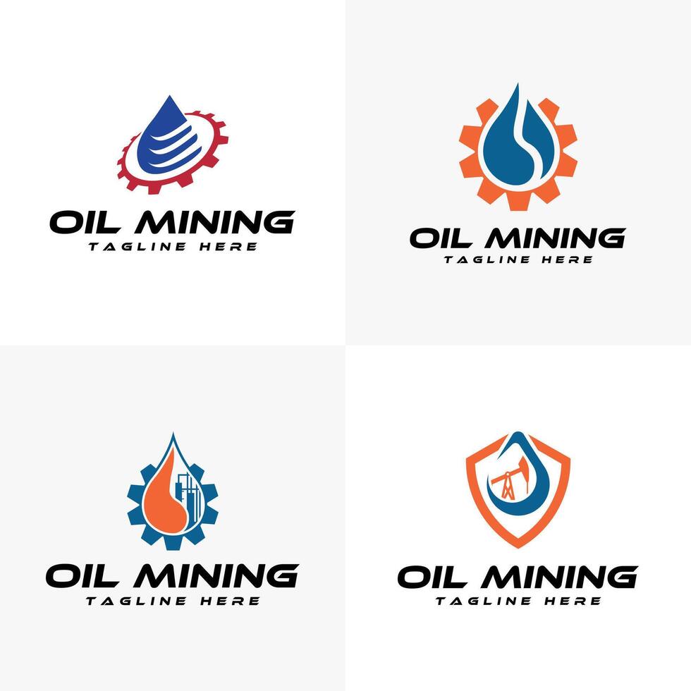 Oil Mining Logo design collection set modern minimal creative template vector