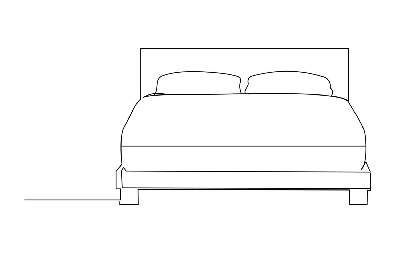 Continuous one line sleeping bed line art drawing vector