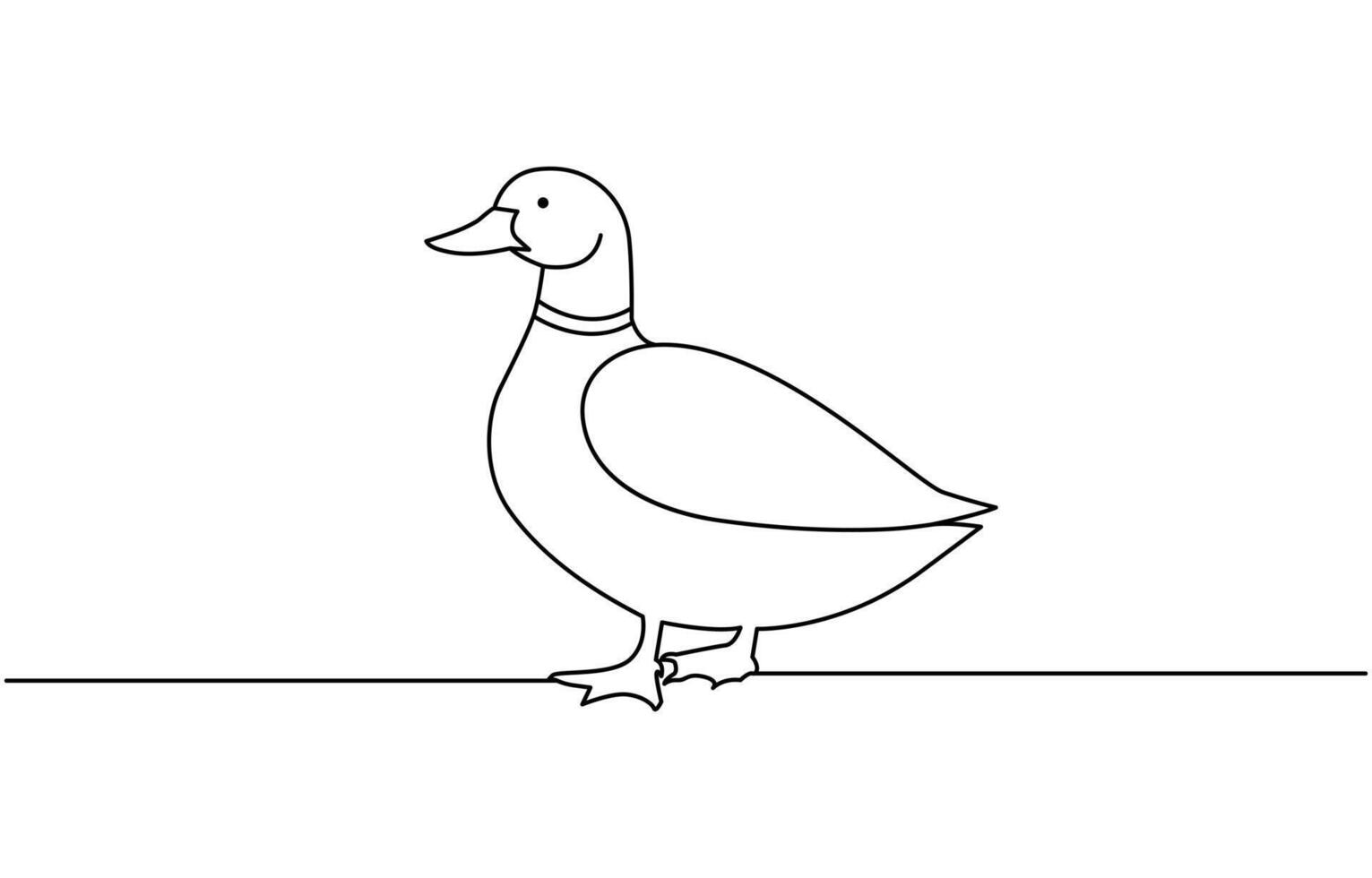 Duck in one continuous line drawing illustration vector