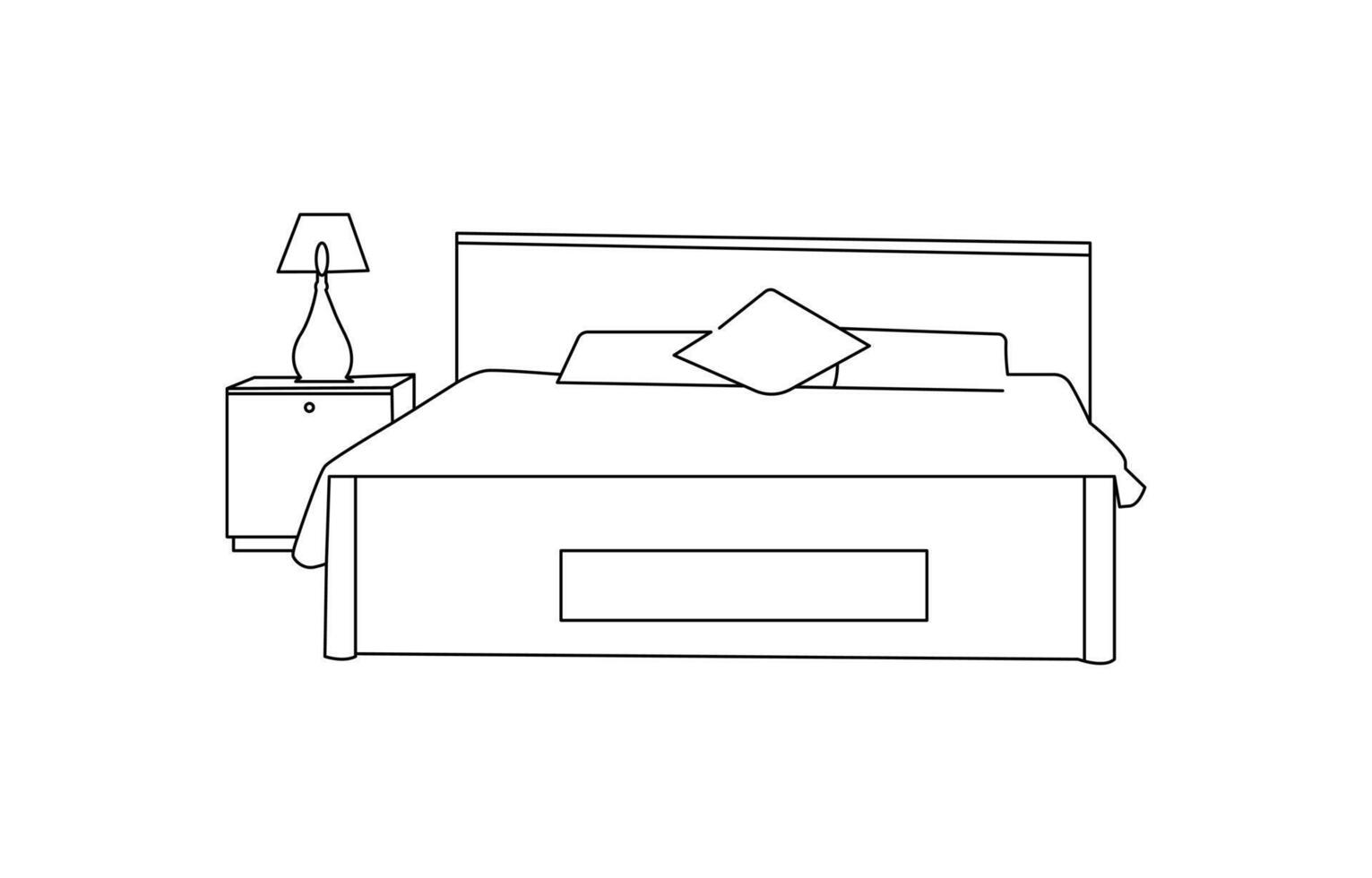 Continuous one line sleeping bed line art drawing vector