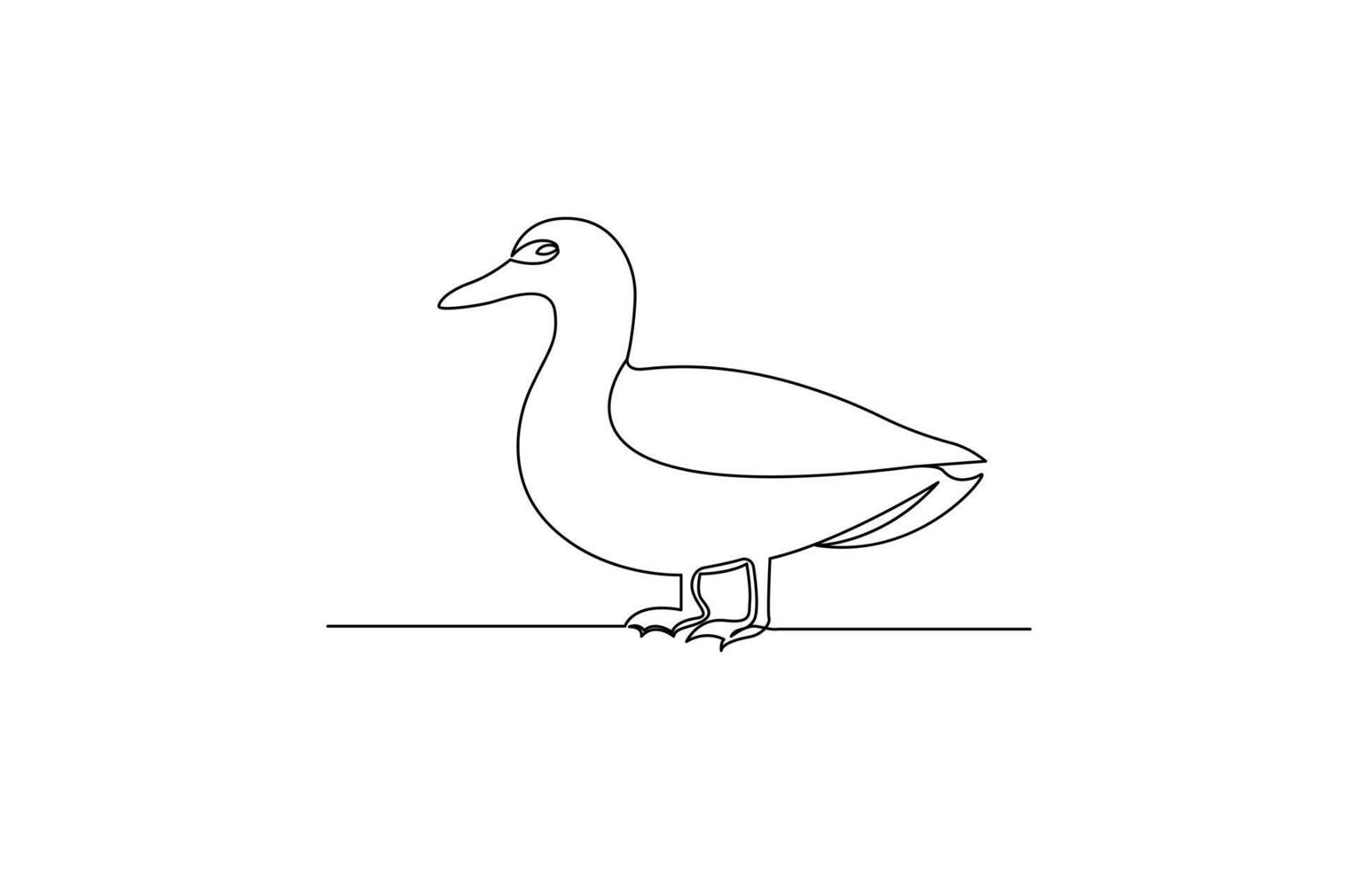 Duck in one continuous line drawing illustration vector