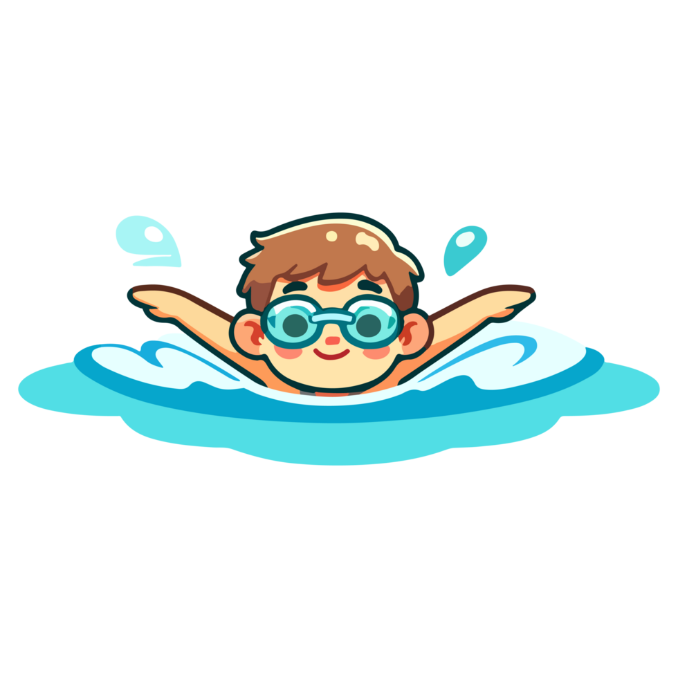 cute boy swimming cartoon icon character png