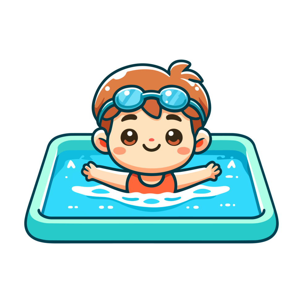 cute boy swimming cartoon icon character png