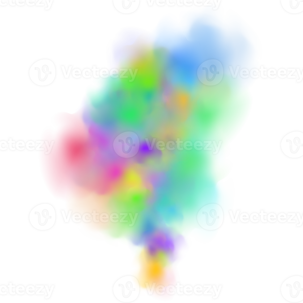 An explosion of colorful smoke clouds.Multicolor fog with blue and yellow particles.Explosions of color powder. png