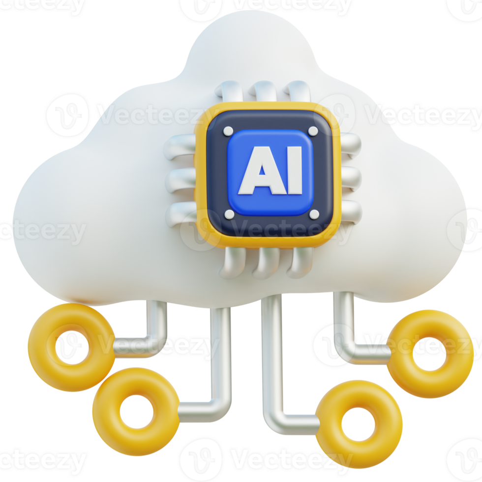 AI Data Cloud Icon 3D Design png