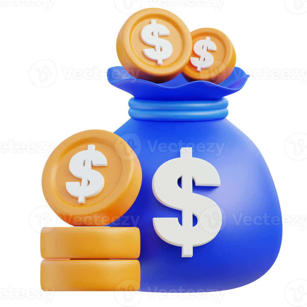 Money Bag Icon 3D Design png