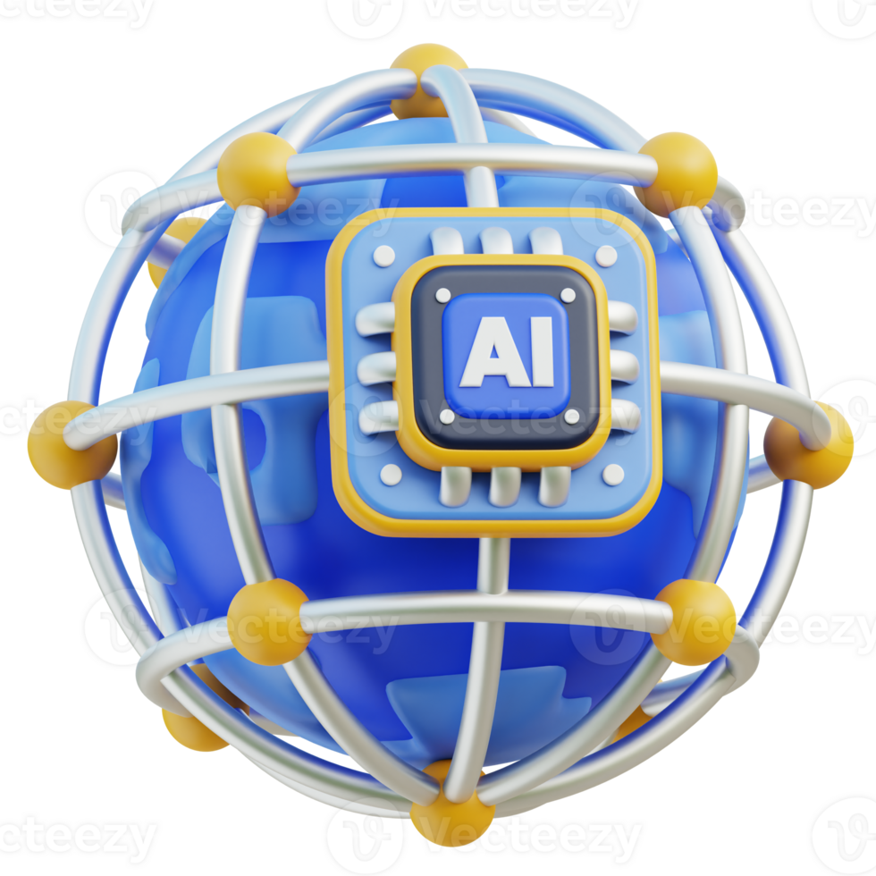 AI Neural Network Icon 3D Design png
