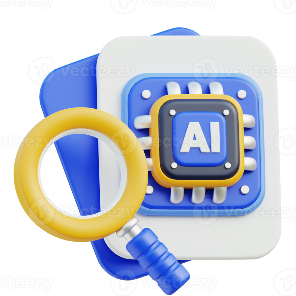 AI Research Icon 3D Design png
