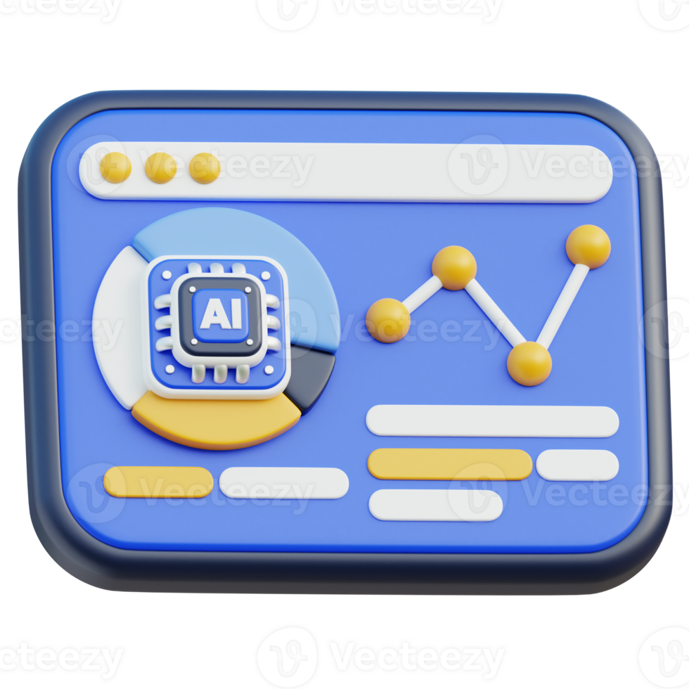 AI Analytic Icon 3D Design png