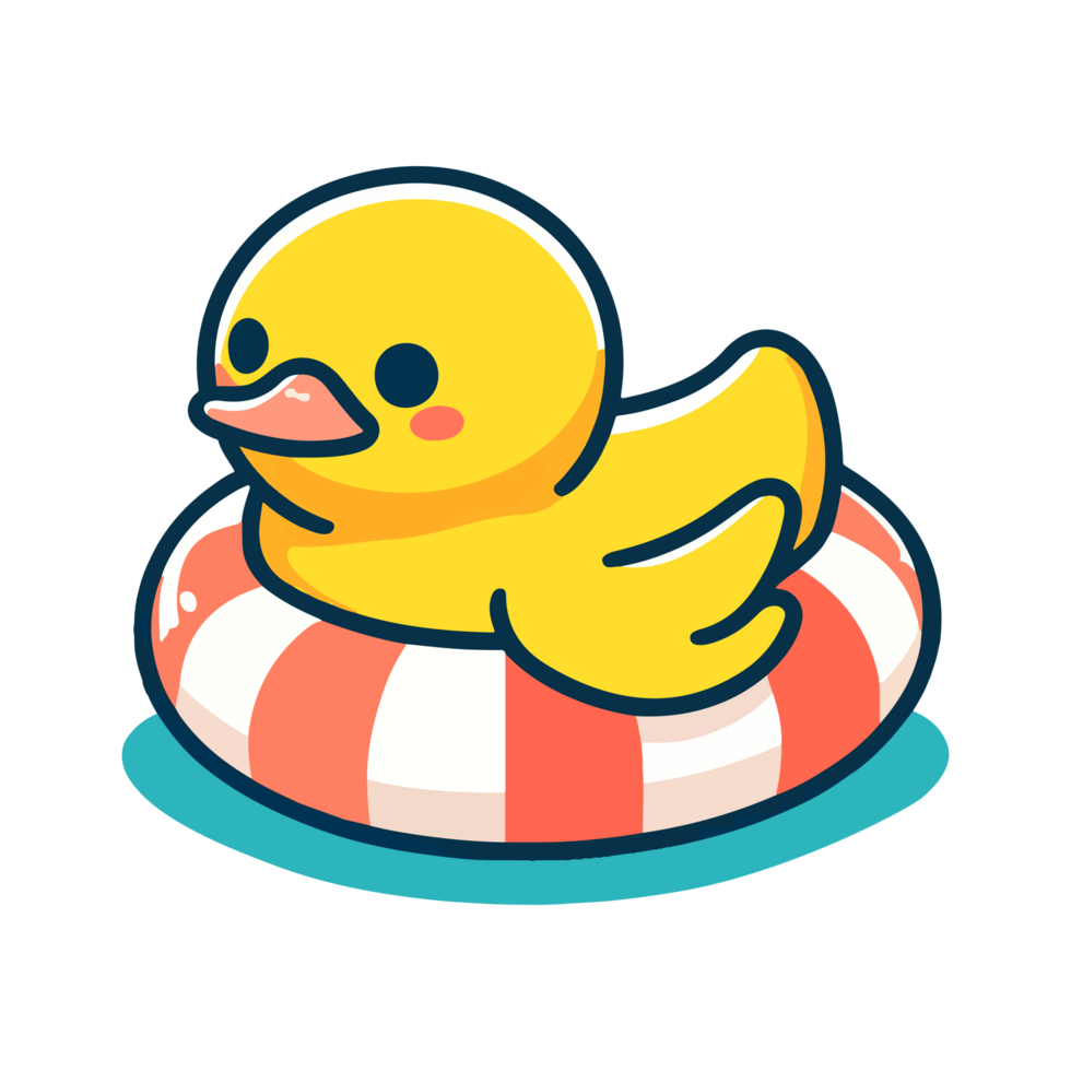 cute duck wearing rubber swim ring cartoon icon character 45955091 PNG