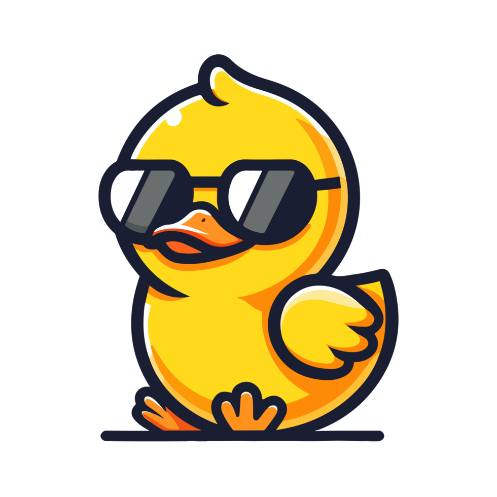 cute duck wearing sunglasses cartoon icon character png