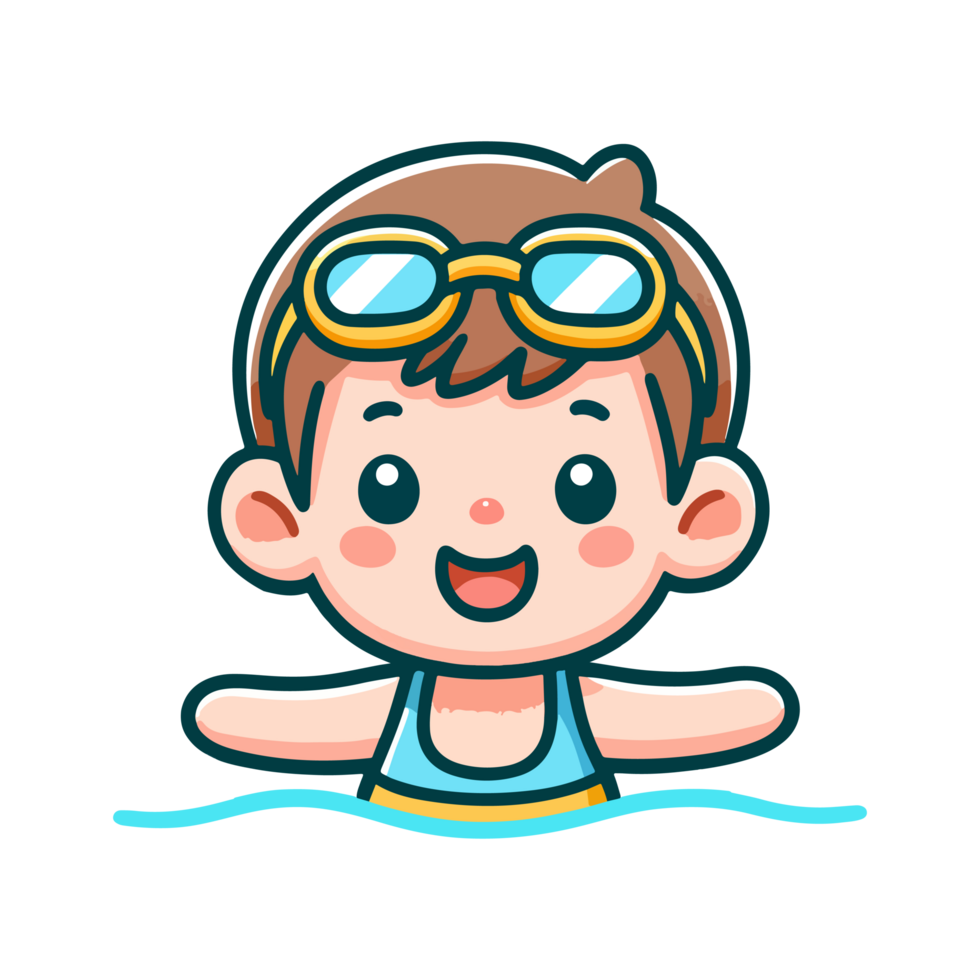 cute boy swimming cartoon icon character png
