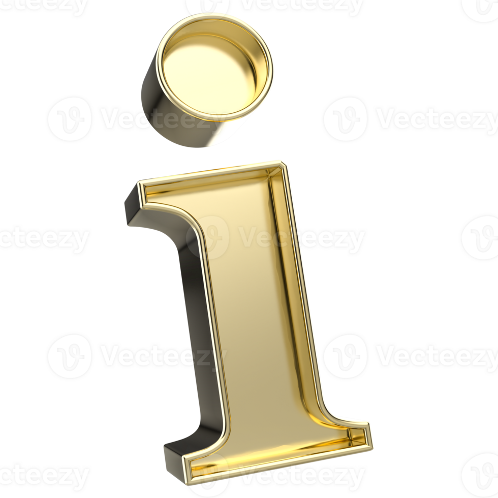 i Font Gold 3D Render png