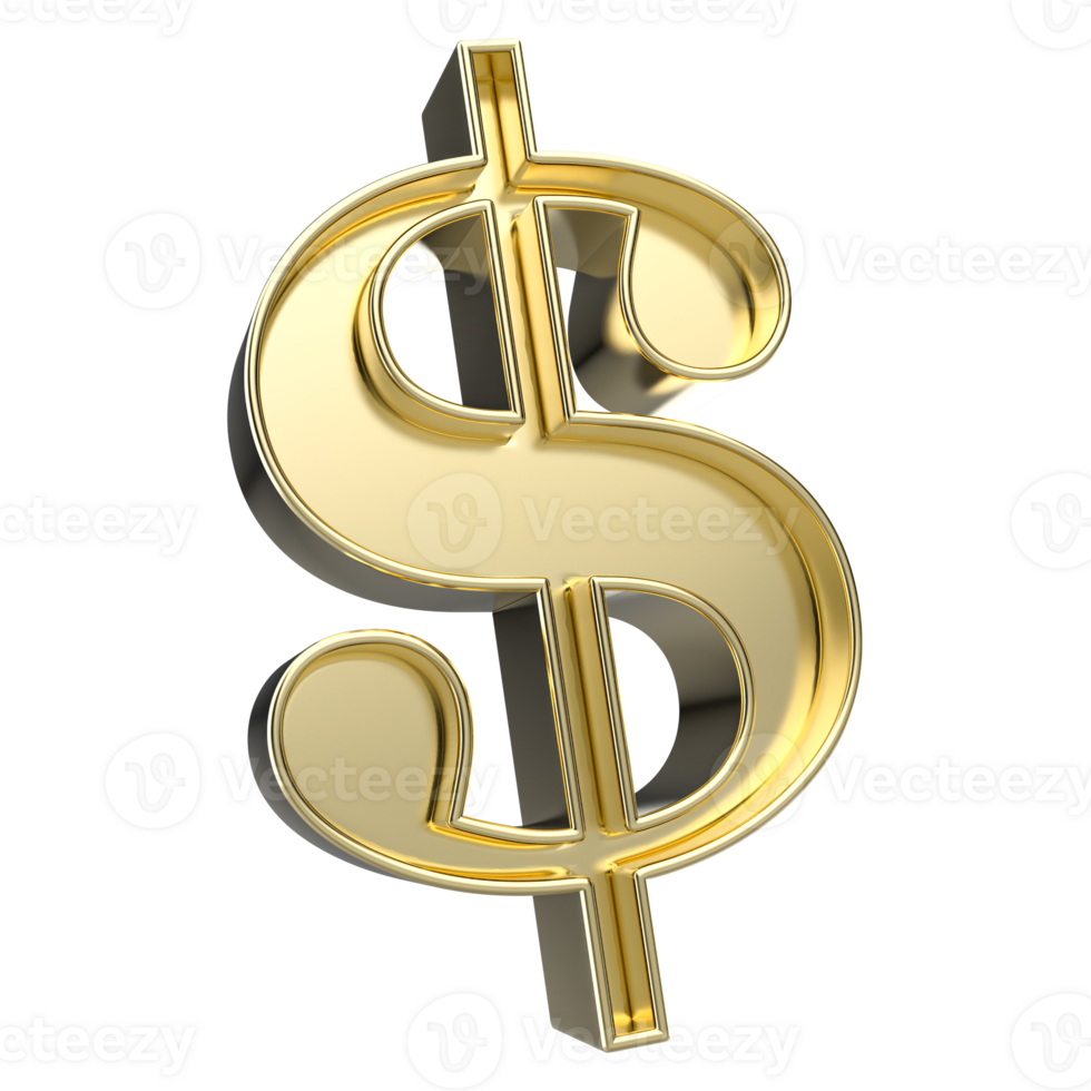 Dollar Gold 3D Render png