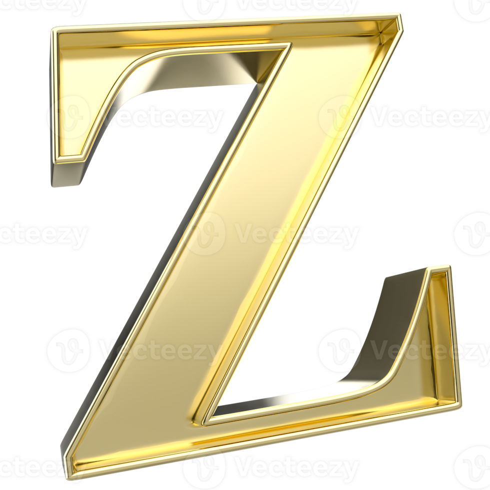 Z Font Gold 3D Rendering png