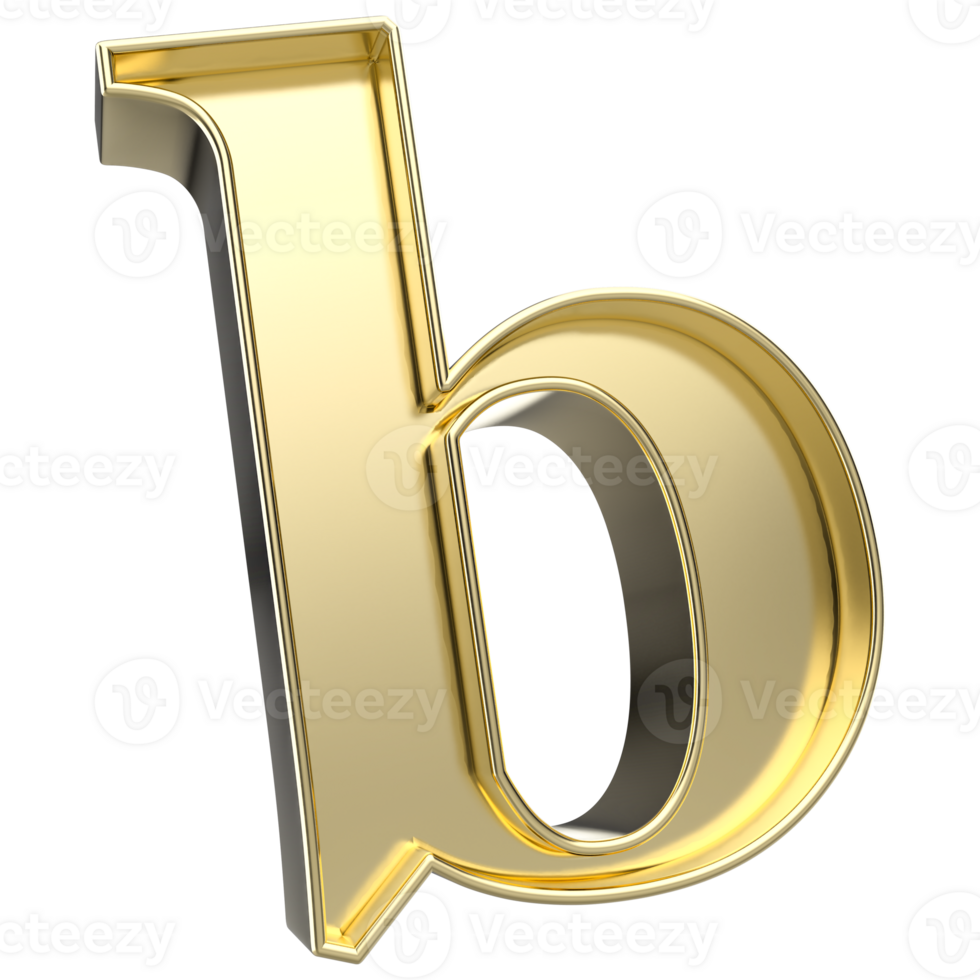 b Font Gold 3D Render png