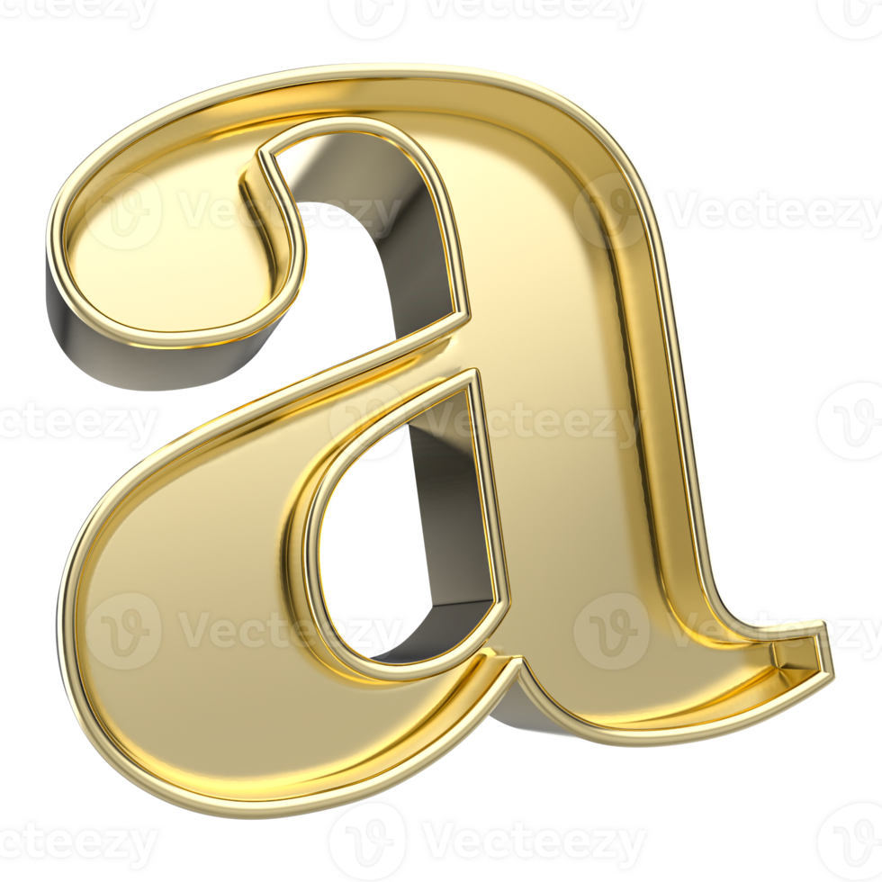 a Font Gold 3D Render png