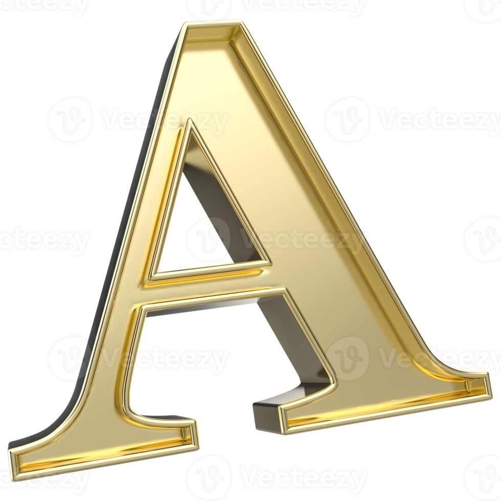 A Font Gold 3D Rendering png