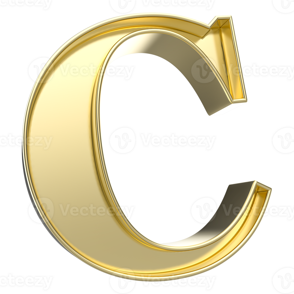 C Font Gold 3D Rendering png