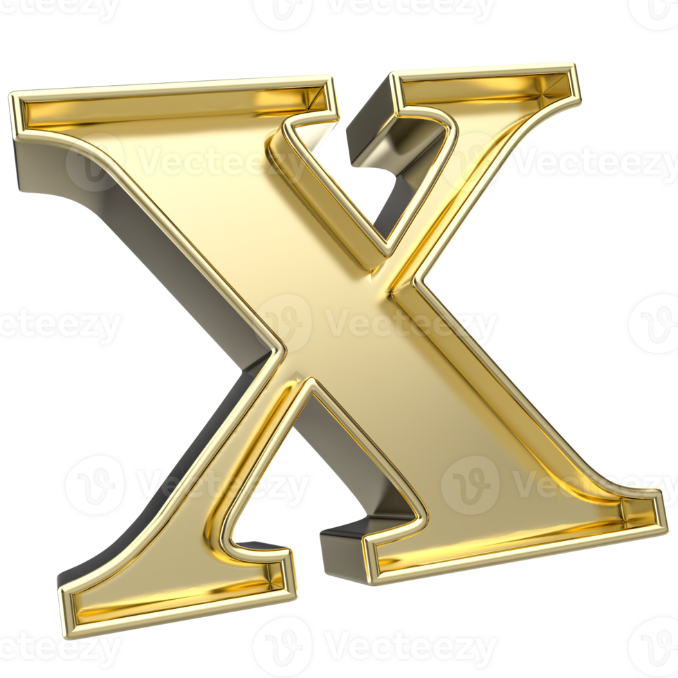 x Font Gold 3D Render png