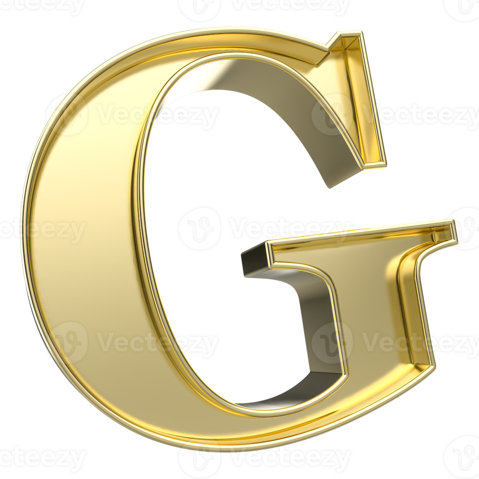 G Font Gold 3D Rendering png