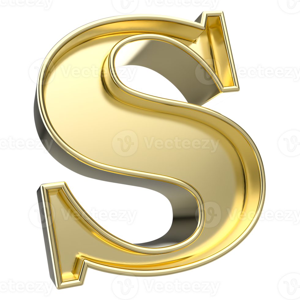s Font Gold 3D Render png