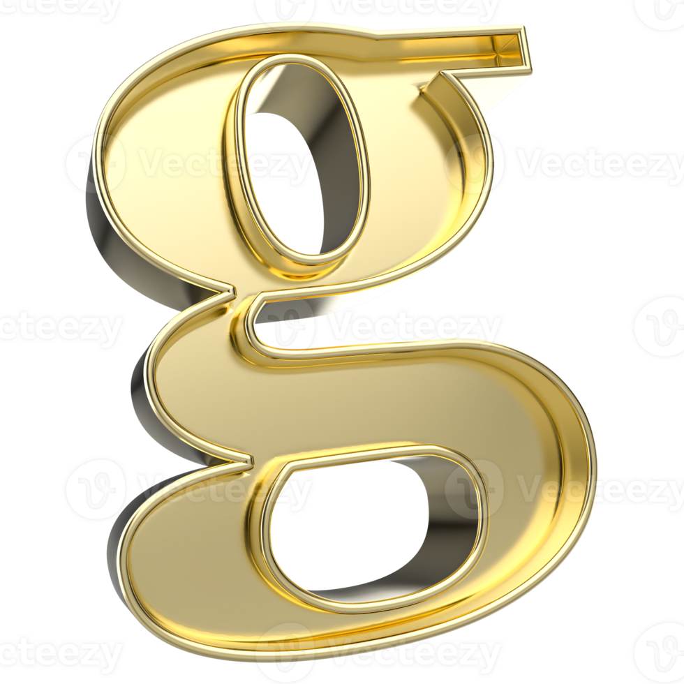 g Font Gold 3D Render png