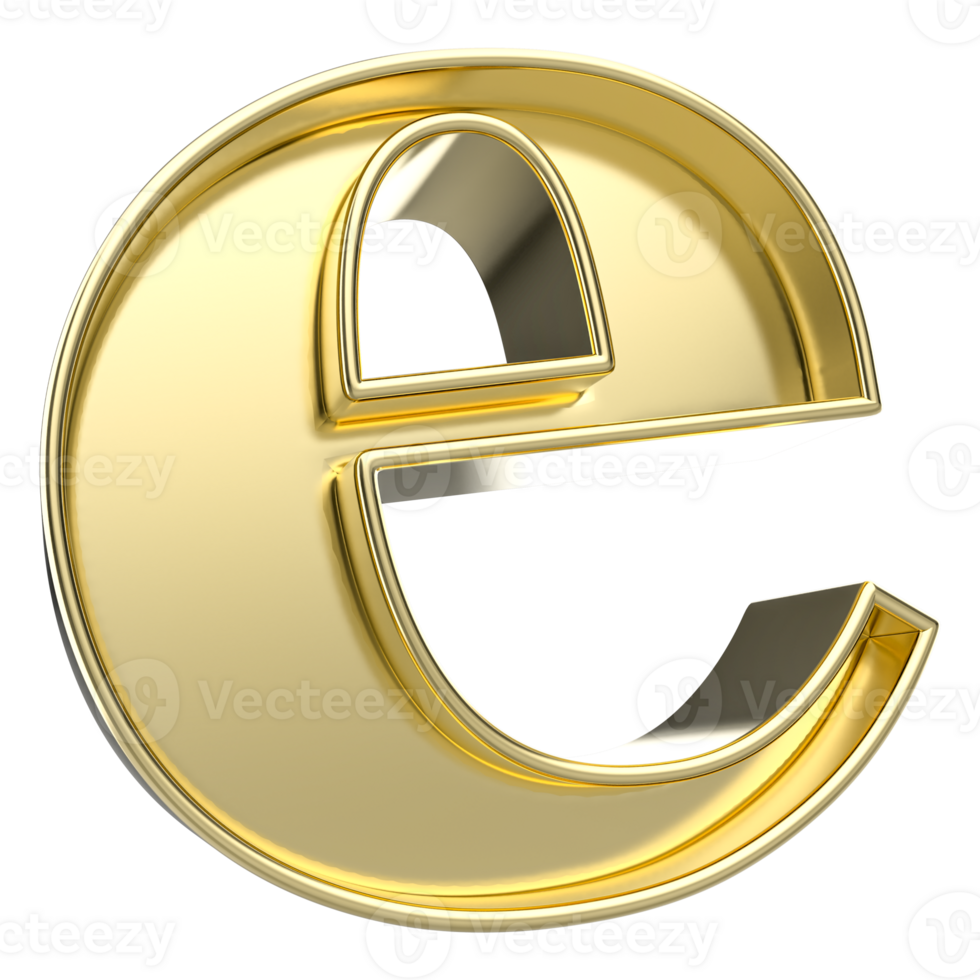 e Font Gold 3D Render png