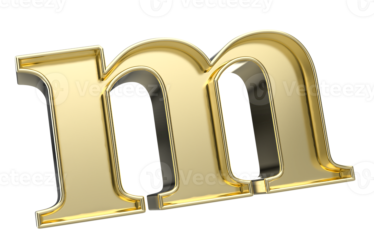 m Font Gold 3D Render png