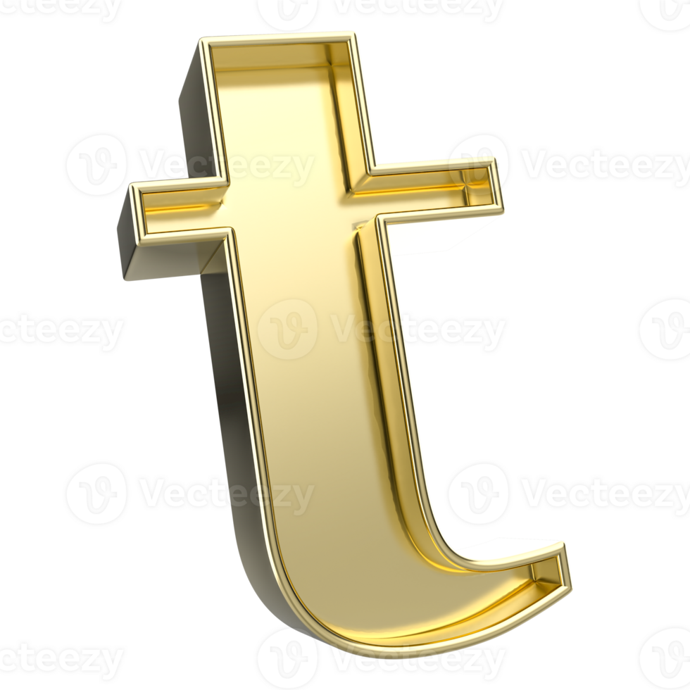 t Font Gold 3D Render png