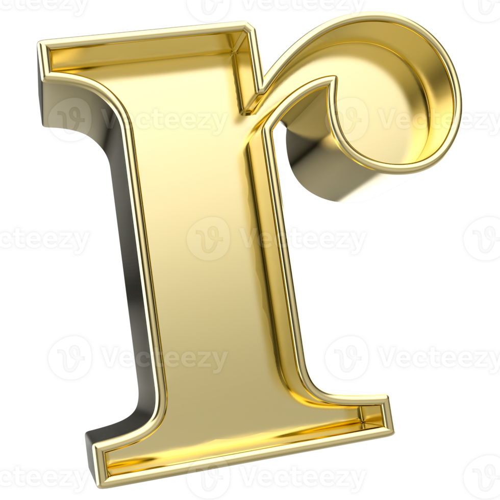 r Font Gold 3D Render png