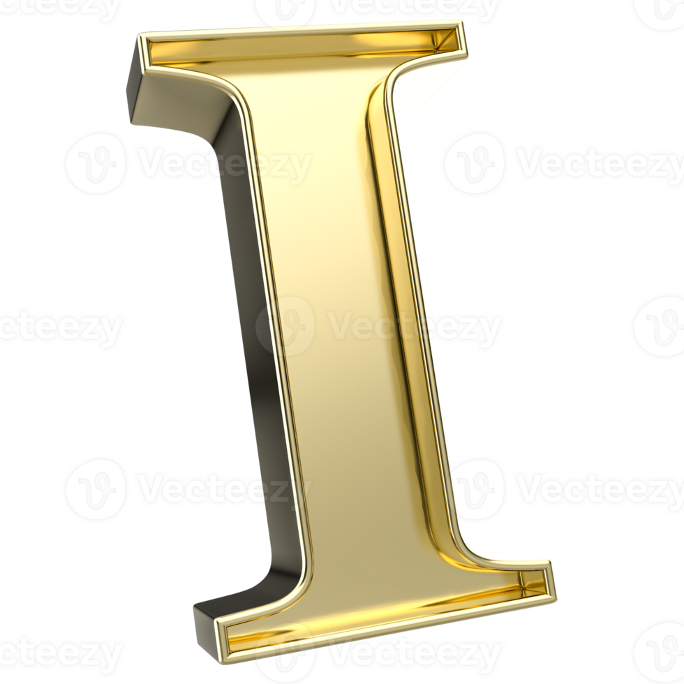 I Font Gold 3D Rendering png