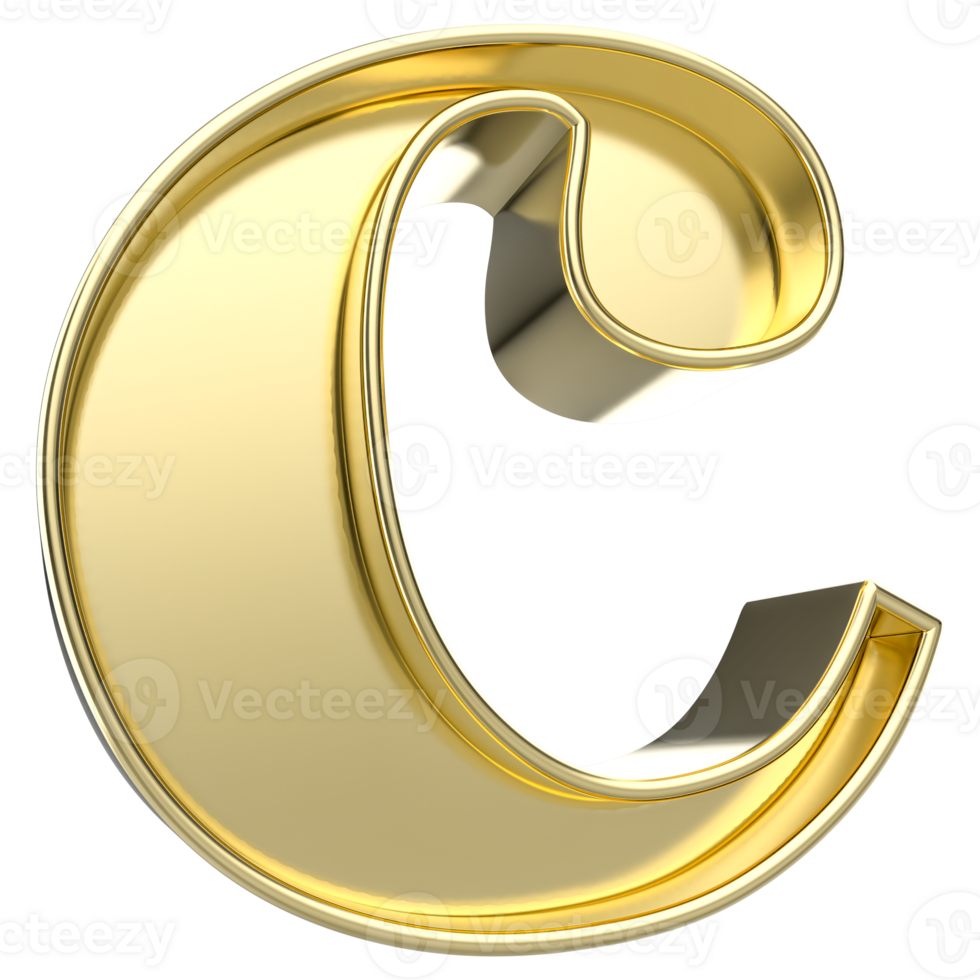 c Font Gold 3D Render png