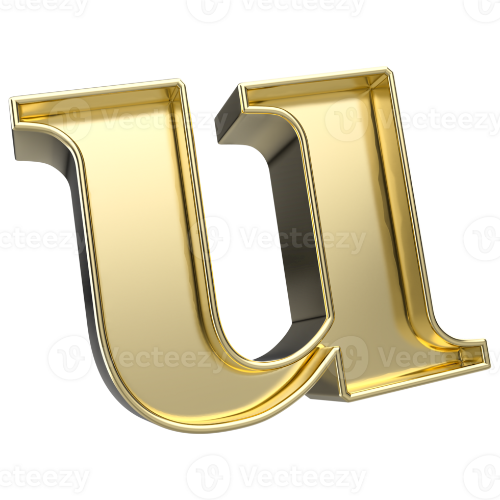 u Font Gold 3D Render png