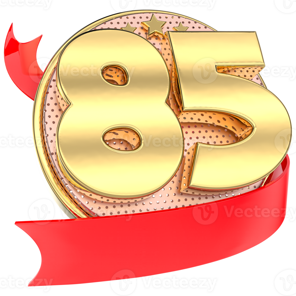 Number 85 Anniversary Gold 3D png