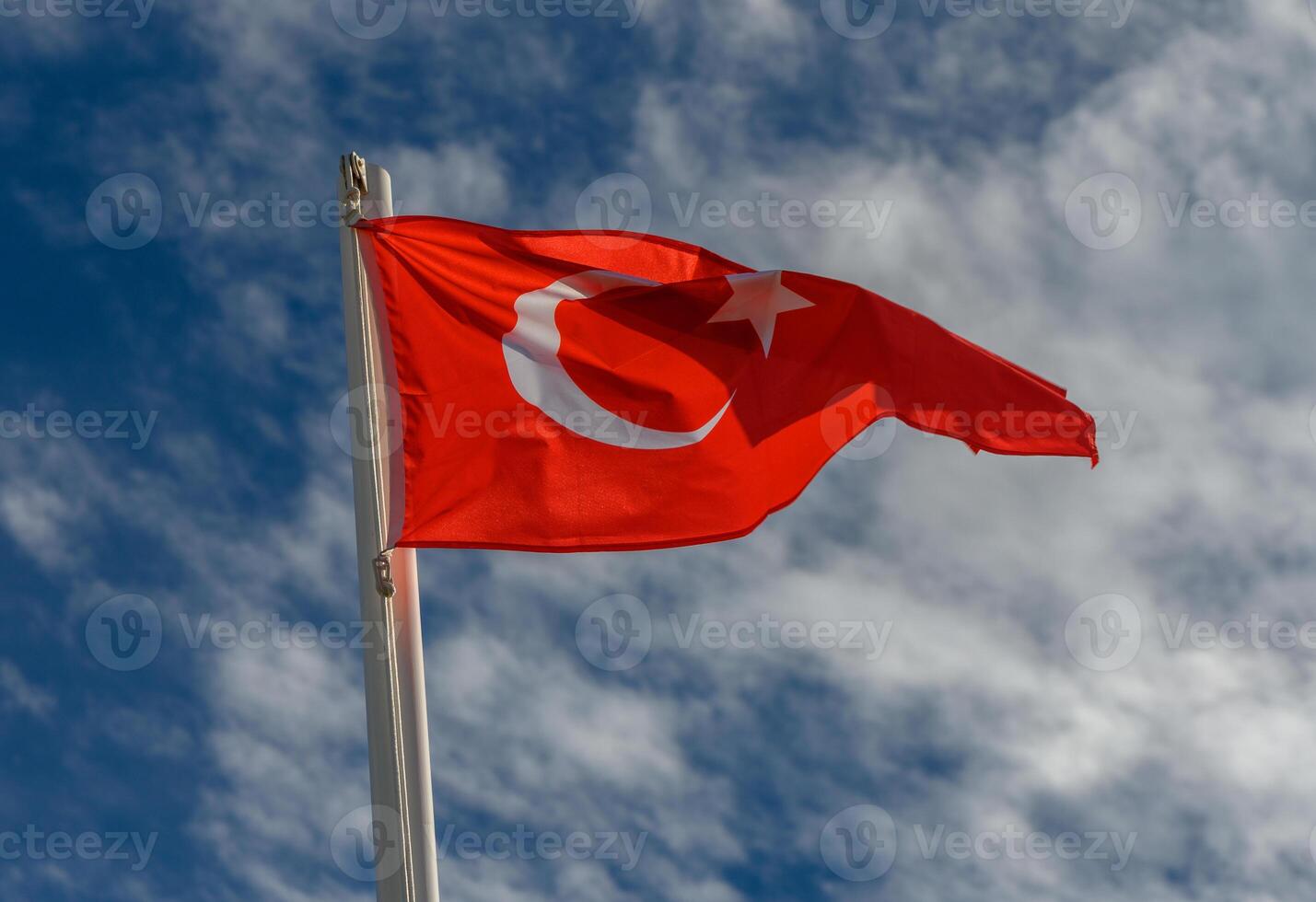 Turkey flag against the spring sky 8 photo
