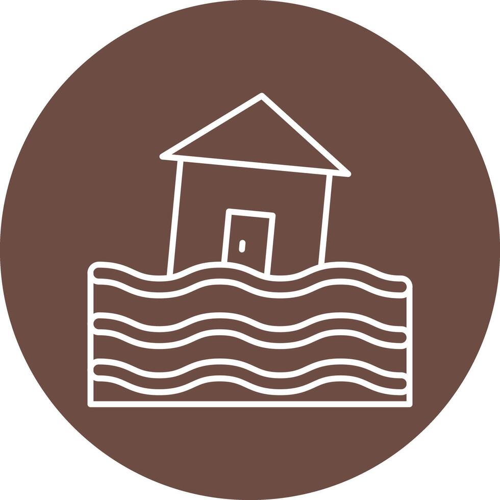 Flooded House Line Icon vector