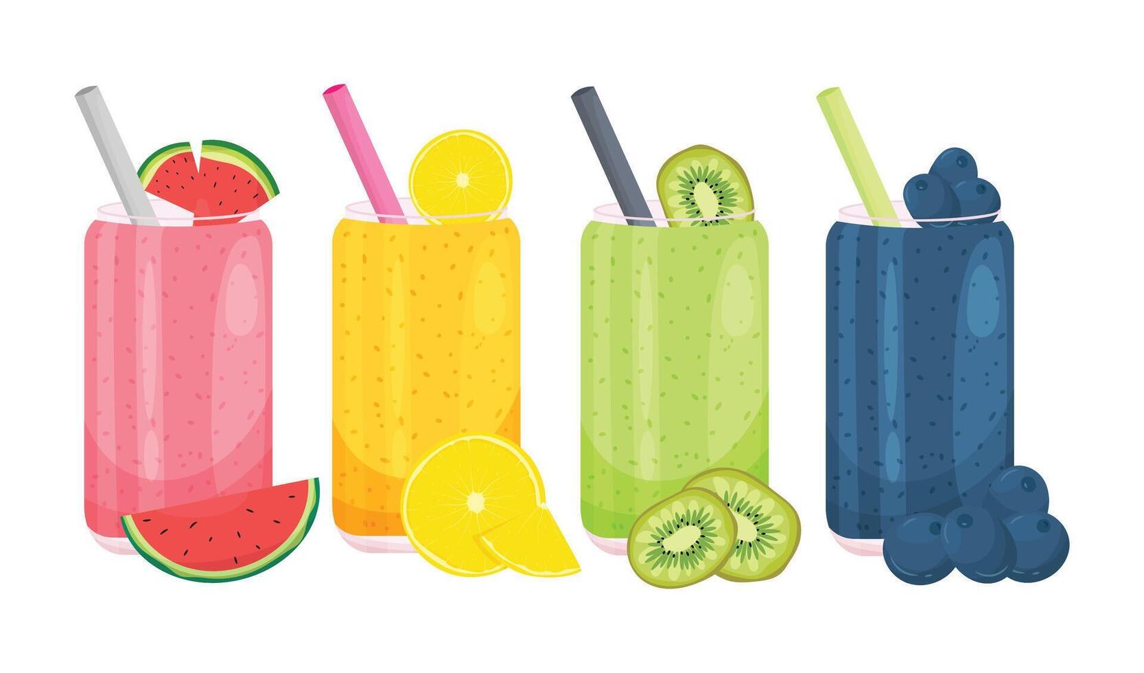 summer smoothie set illustration vector