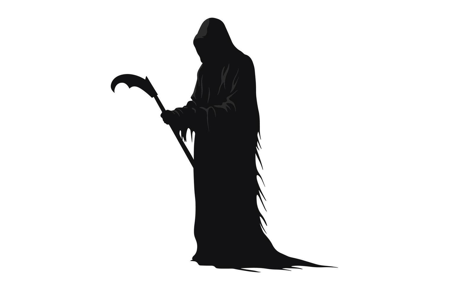 Grim Reaper Silhouette black Clipart isolated on a white background vector