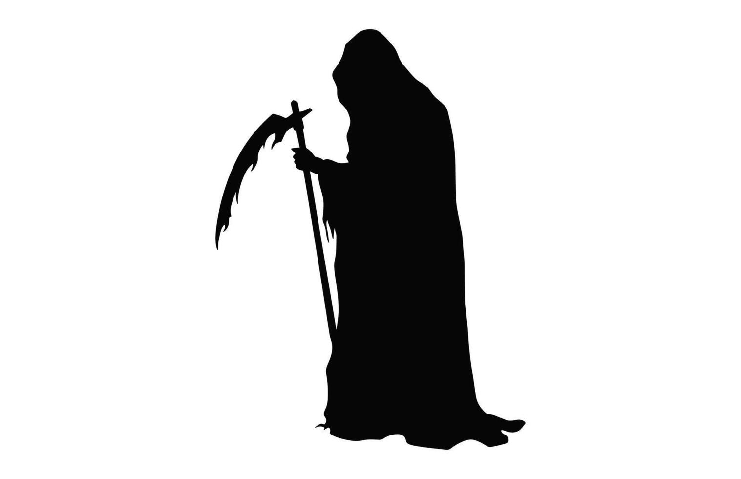 Grim Reaper Silhouette black Clipart isolated on a white background vector