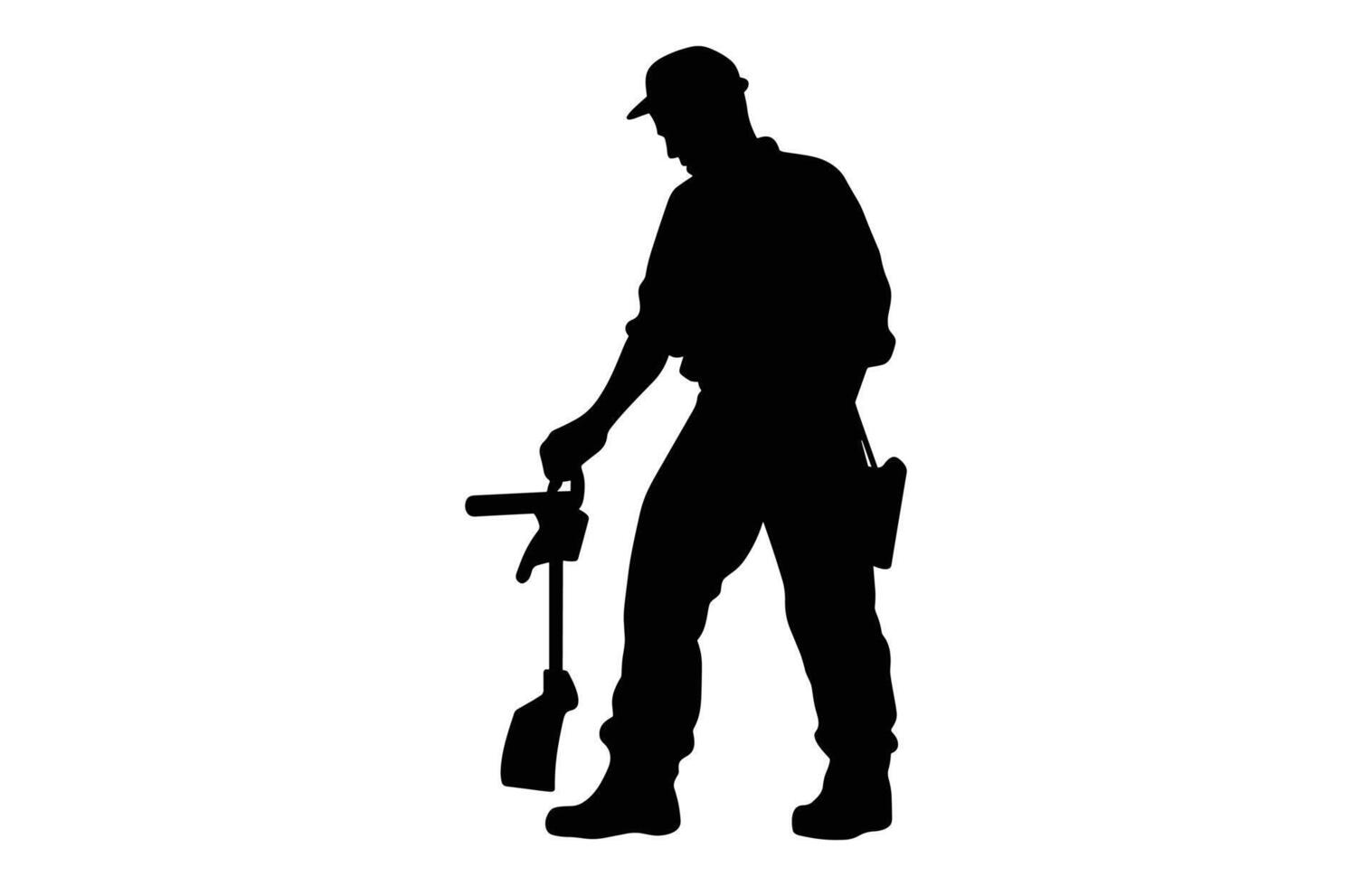 Handyman black Silhouette Clipart isolated on a white background vector