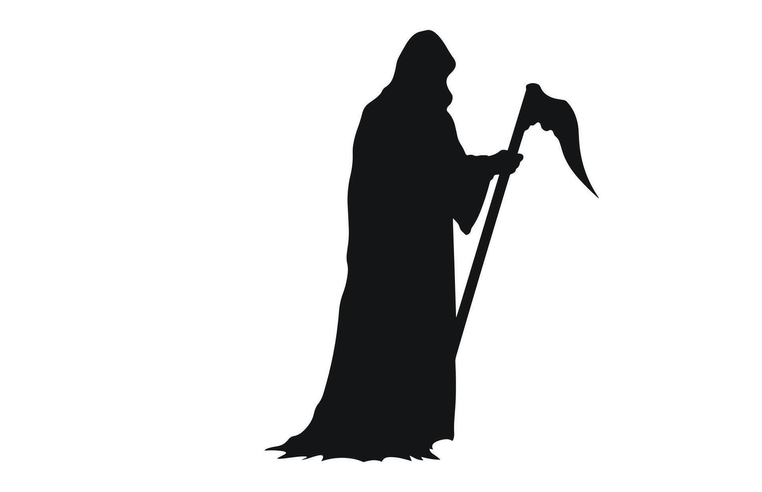 Grim Reaper Silhouette black Clipart isolated on a white background vector