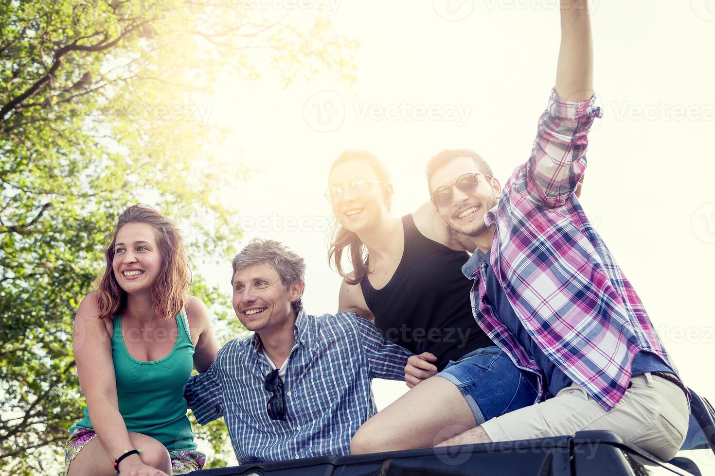 group of young adults have fun photo
