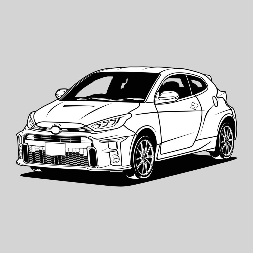 Black and White view car illustration for conceptual design vector